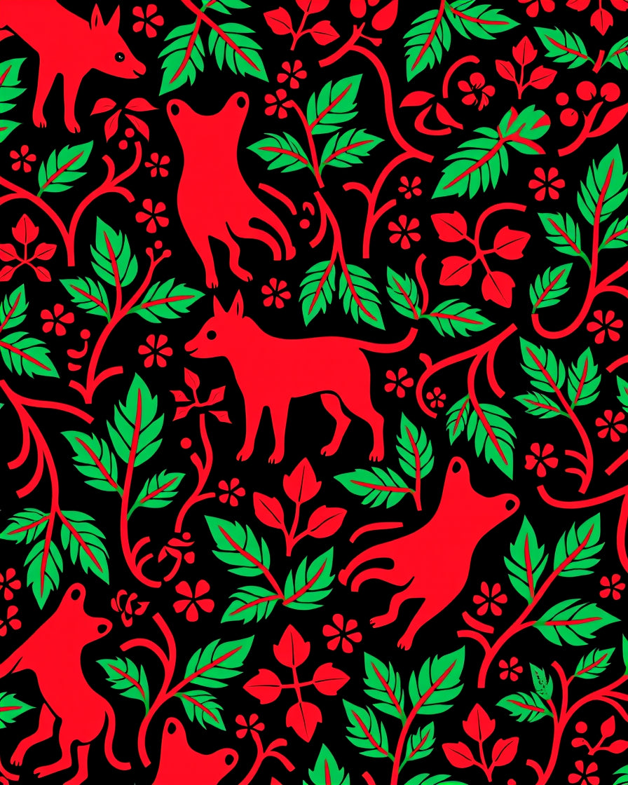 Whimsical Red Fox Foliage Black Rug