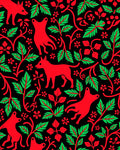 Whimsical Red Fox Foliage Black Rug