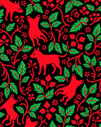 Whimsical Red Fox Foliage Black Rug