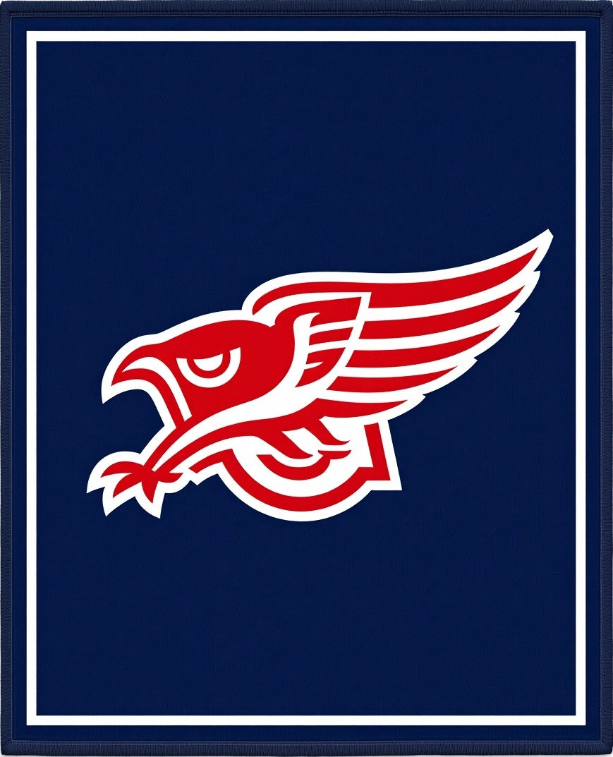 Bold Red Eagle Emblem on Navy Background Rug