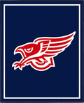 Bold Red Eagle Emblem on Navy Background Rug
