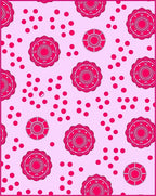 Pink Floral Medallion Polka Dot Rug