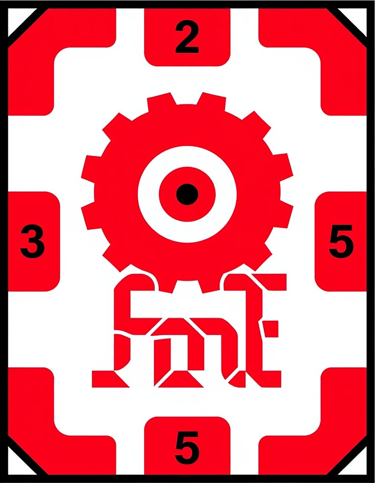 Red Gear Industrial Geometric Rug