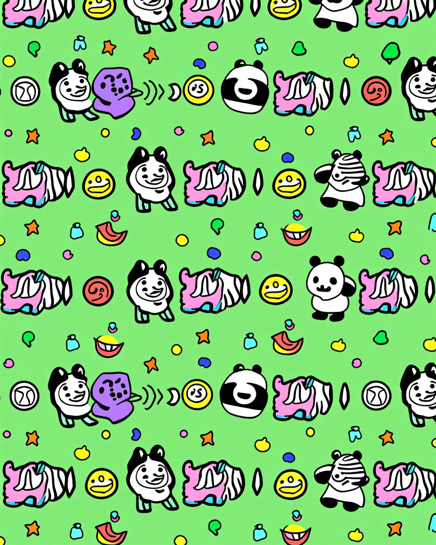 Whimsical Panda Zebra Cartoon Collision Rug