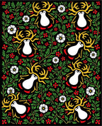 Whimsical White Reindeer Floral Garland Rug