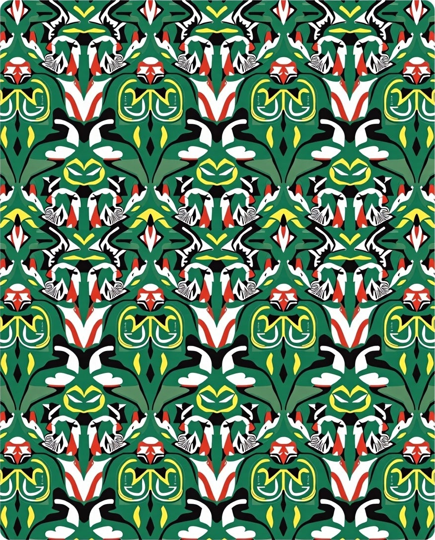 Bold Emerald Green Abstract Symmetry Rug