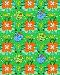 Whimsical Blue Dog Orange Flower Meadow Rug
