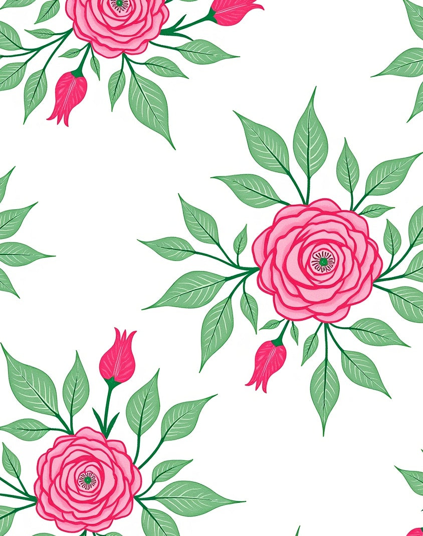 Pink Rose Garden Botanical Whimsy Rug