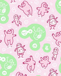 Pink And Green Whimsical Characters Rug