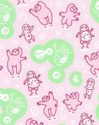 Pink And Green Whimsical Characters Rug