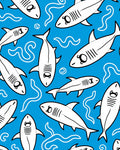 White Sharks Blue Oceanic Waves Rug