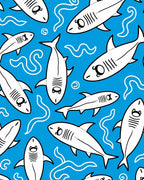 White Sharks Blue Oceanic Waves Rug