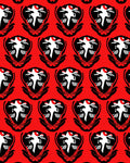 Bold Red Crested Creature Emblem Rug