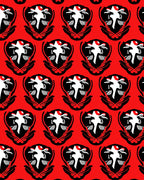 Bold Red Crested Creature Emblem Rug