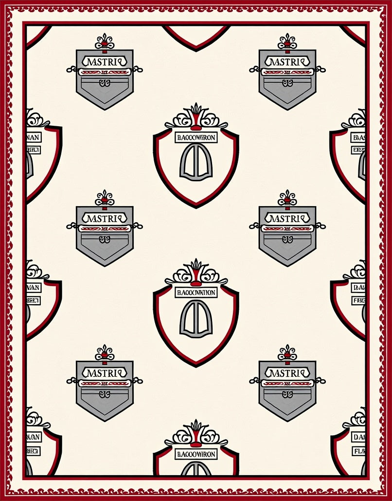 Crest Shield Regal Red Border Rug