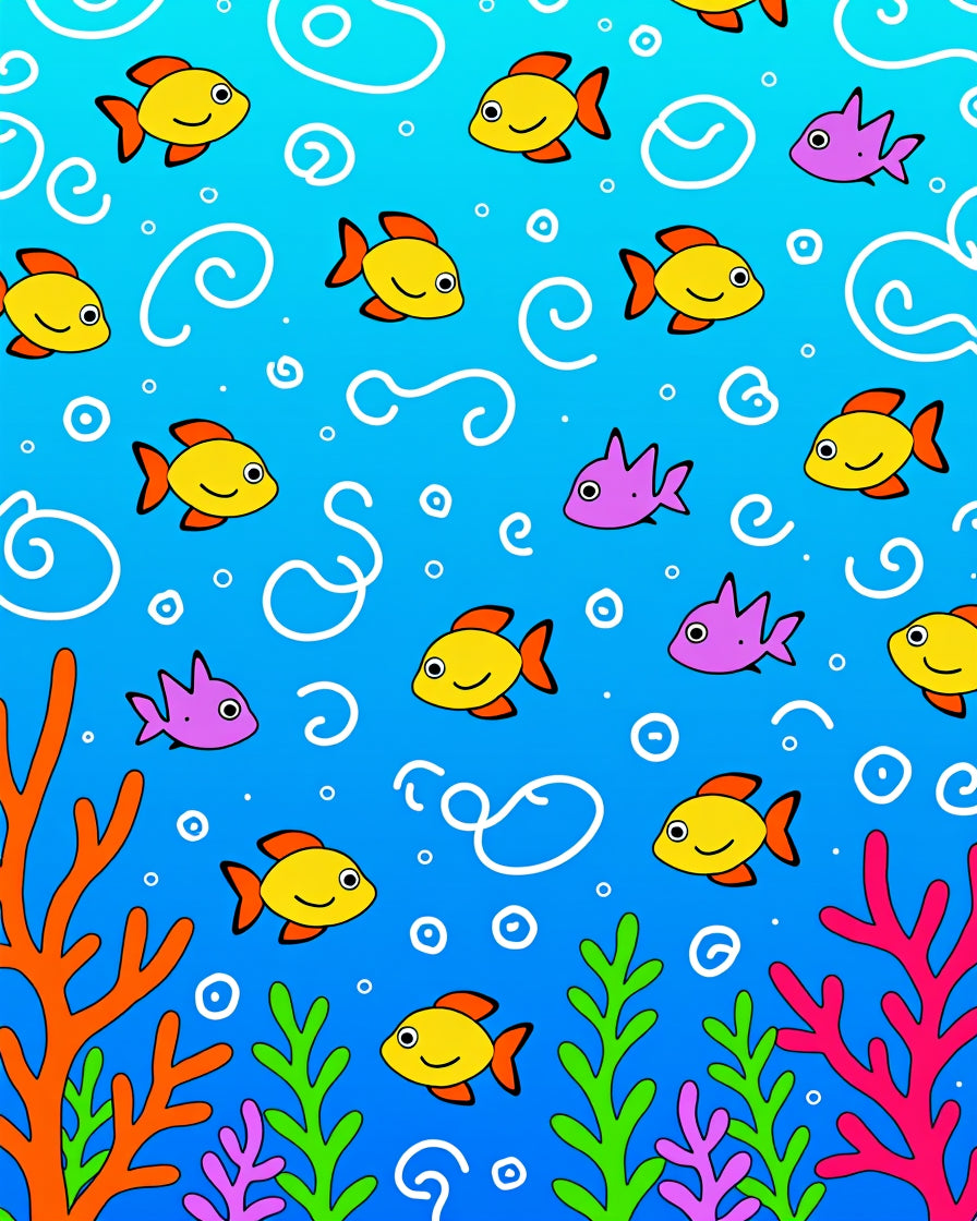 Golden Fish Pink Swirl Ocean Rug