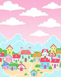 Sweet Village Pastel Buildings Sky Rug
