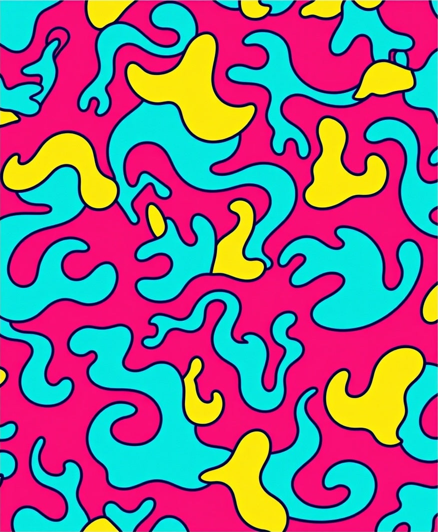 Vibrant Pink Yellow Aqua Swirls Rug
