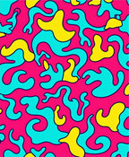 Vibrant Pink Yellow Aqua Swirls Rug