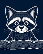 Whimsical Raccoon Wood Texture Graphic Rug