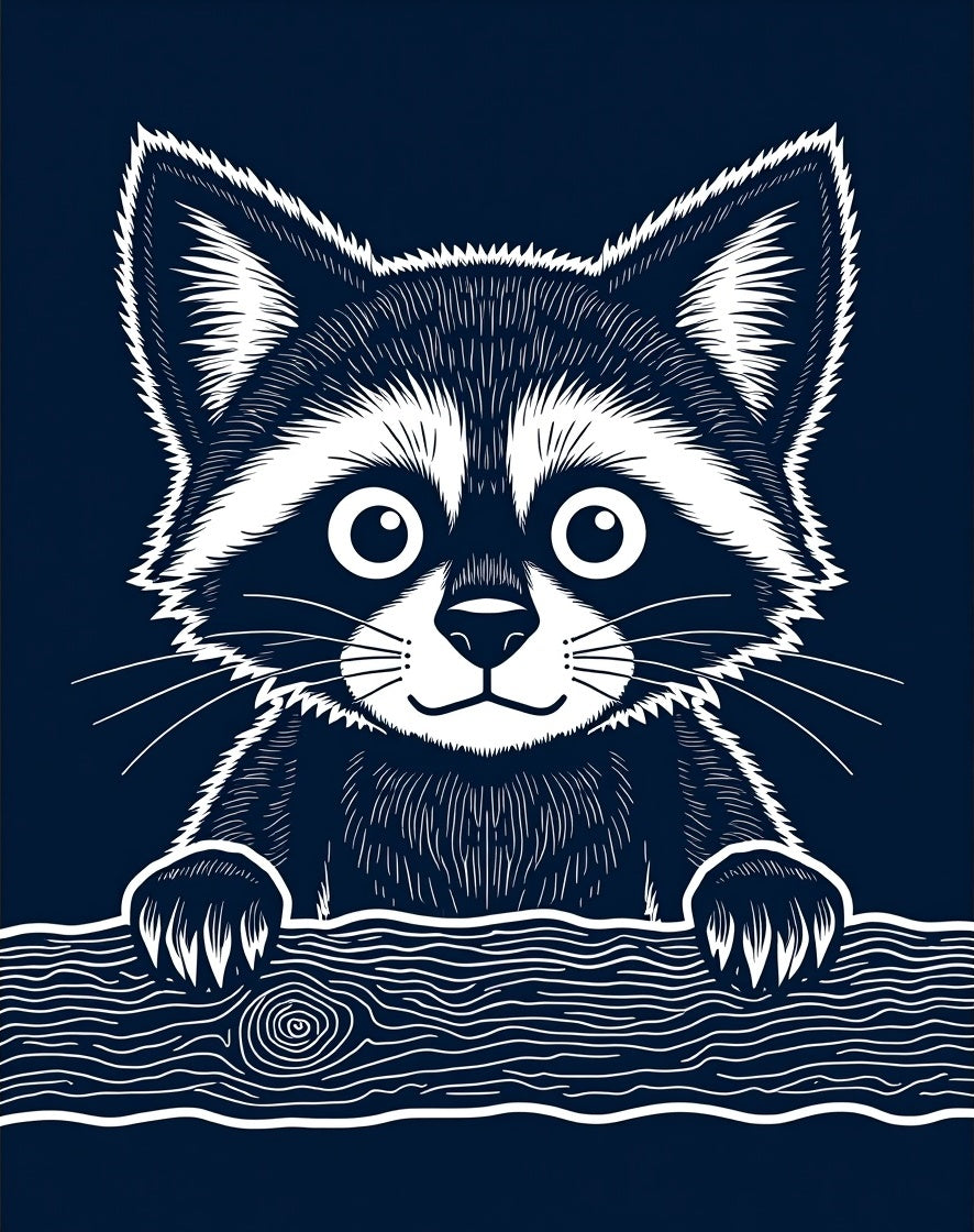 Whimsical Raccoon Wood Texture Graphic Rug