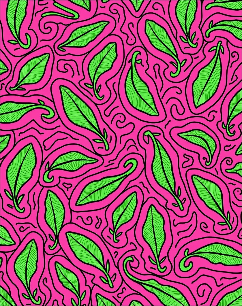 Vibrant Green Leaf Swirls Rug