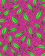 Vibrant Green Leaf Swirls Rug