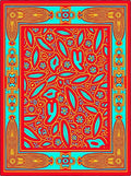 Vibrant Red Turquoise Floral Meadow Rug