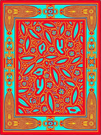 Vibrant Red Turquoise Floral Meadow Rug