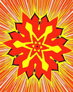 Radiant Red Yellow Burst Mandala Rug