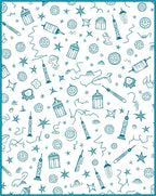 Turquoise Doodle Lantern Starburst Medallion Rug