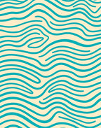 Teal Wavy Stripes Cream Rug