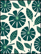 Deep Teal Tropical Leaf Arrangement Rug