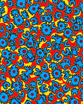 Bright Blue Organic Forms Red Yellow Rug