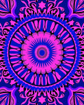 Vibrant Magenta Blue Mandala Bloom Rug
