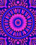 Vibrant Magenta Blue Mandala Bloom Rug