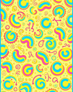 Bright Yellow Pink Blue Swirls Rundles Rug