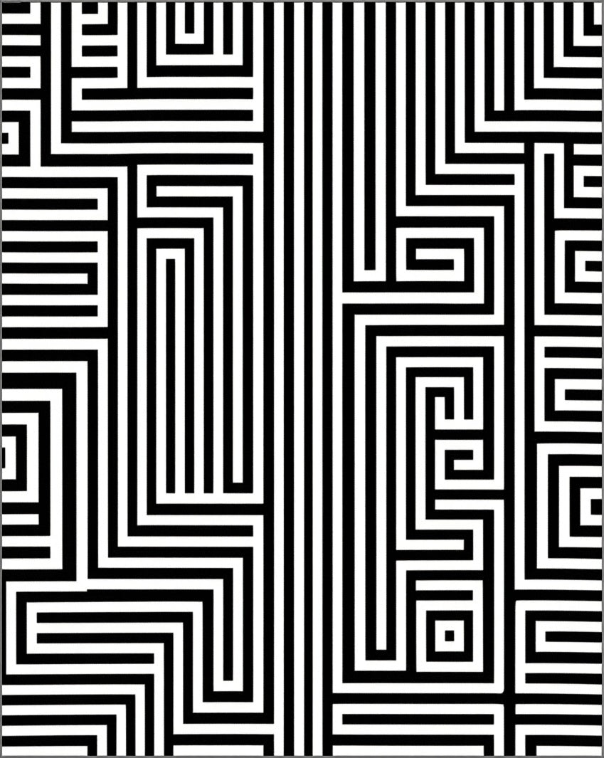 Minimalist Black White Geometric Maze Rug
