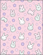 Cute Pink Bunny Flower Collage Rug