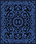 Classic Blue Scrollwork Floral Medallion Rug