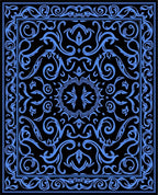 Classic Blue Scrollwork Floral Medallion Rug