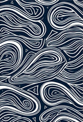 Navy White Swirling Organic Lines Rug