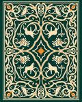 Emerald Green Art Nouveau Animal Medallion Rug