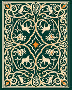 Emerald Green Art Nouveau Animal Medallion Rug