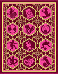 Pink and Burgundy Geometric Sports Hexagons Rug