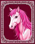 Pink Mane Horse Portrait Medallion Rug