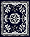 Nautical White Floral Medallion Border Rug