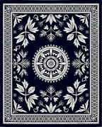Nautical White Floral Medallion Border Rug
