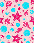 Pink Aqua Starfish Shell Scatter Rug