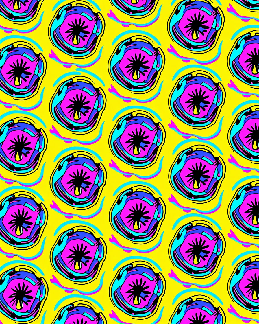 Vibrant Yellow Pink Blue Abstract Forms Rug
